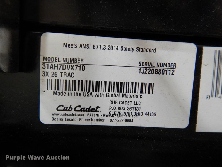 image for item IO9287 2020 Cub Cadet 3X  snow blower