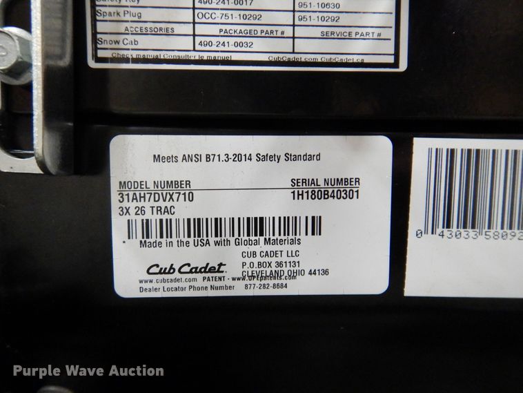 image for item IO9291 2019 Cub Cadet 3X  snow blower