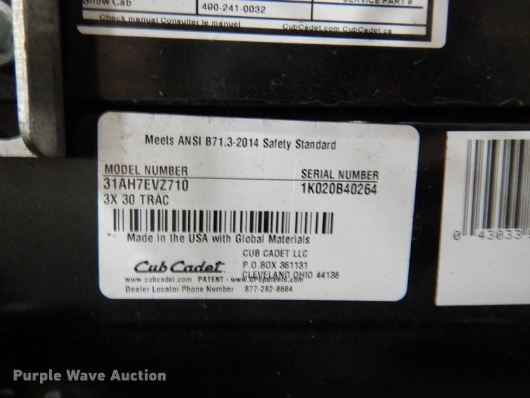 image for item IO9296 2020 Cub Cadet 3X  snow blower