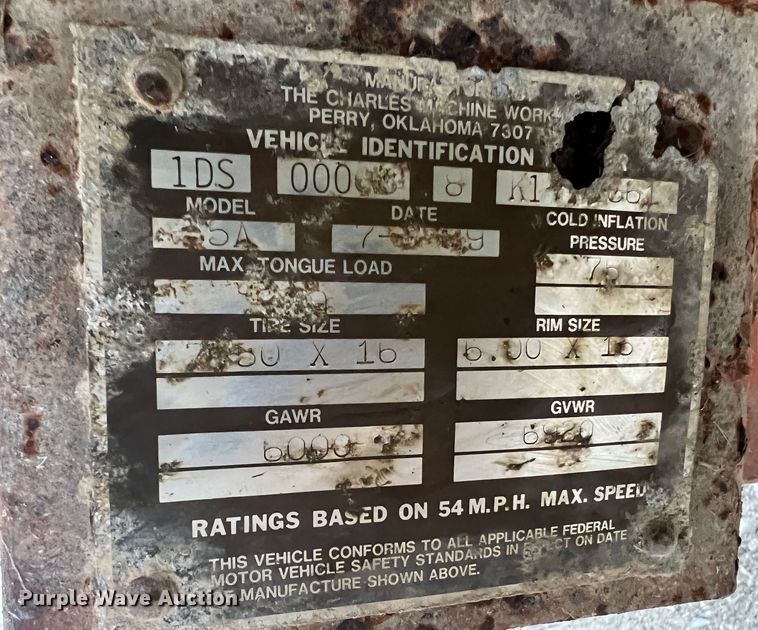 image for item JU9696 1989 Ditch Witch S5A  tilt deck equipment trailer