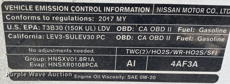 image for item JW9218 2017 Nissan Sentra