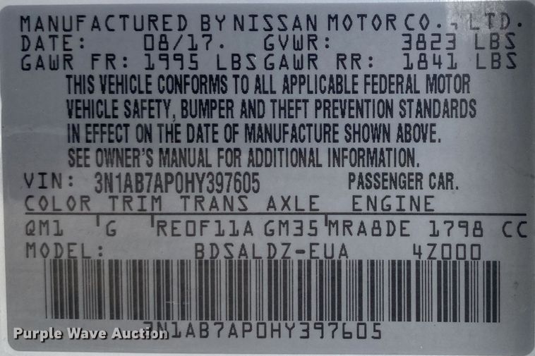 image for item JW9218 2017 Nissan Sentra