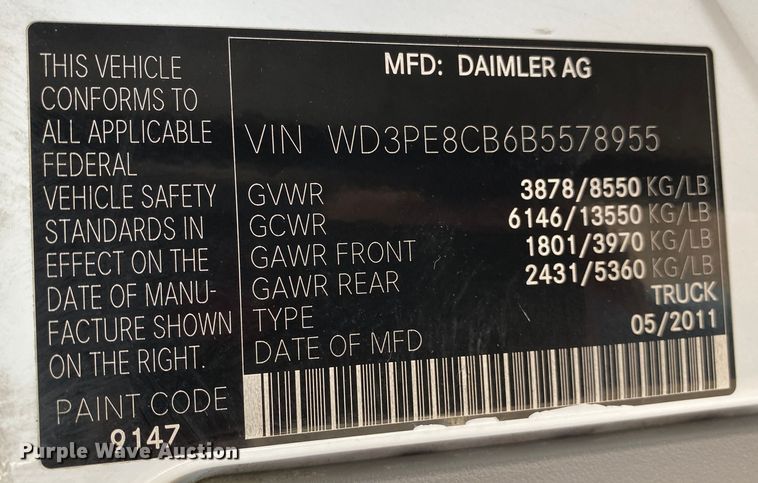 image for item JW9220 2011 Mercedes Benz Sprinter 2500  van