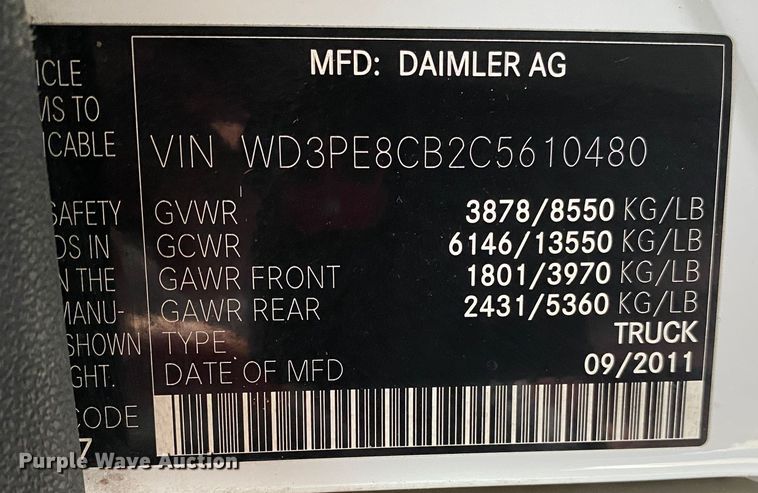 image for item JW9221 2012 Mercedes Benz Sprinter 2500  van