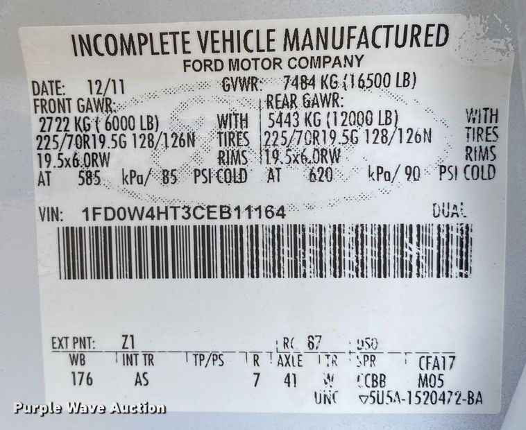 image for item JW9237 2012 Ford F450 Super Duty XL   Crew Cab utility / service truck