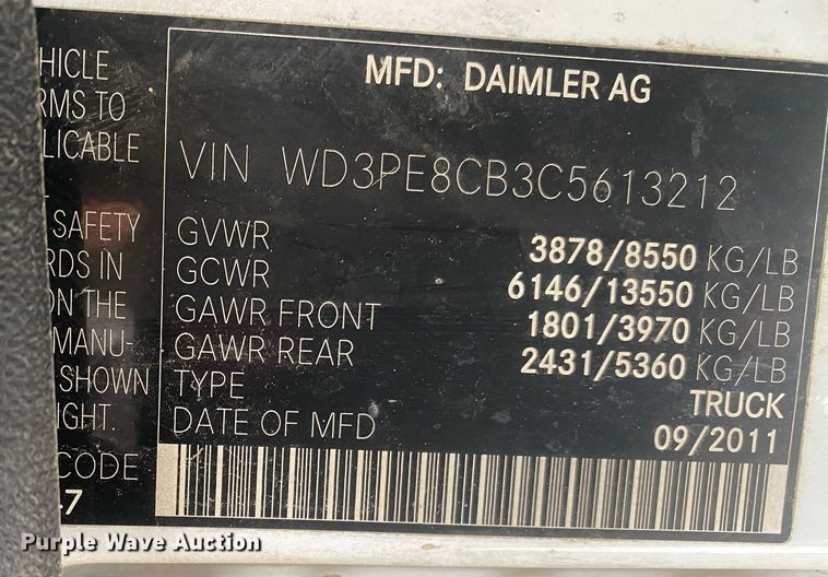 image for item JW9241 2012 Mercedes Benz Sprinter 2500  van