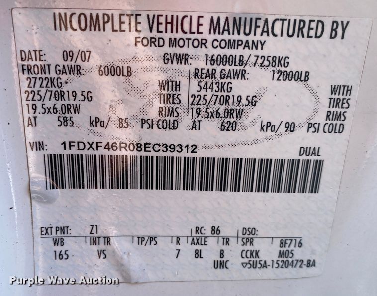 image for item JW9263 2008 Ford F450 Super Duty  dump flatbed truck