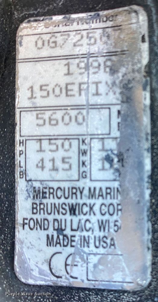 image for item JW9397 1998 Mercury Marine EFI  outboard boat engine