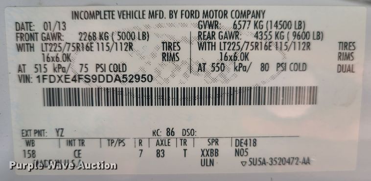 image for item JW9844 2013 Ford E450  utility van