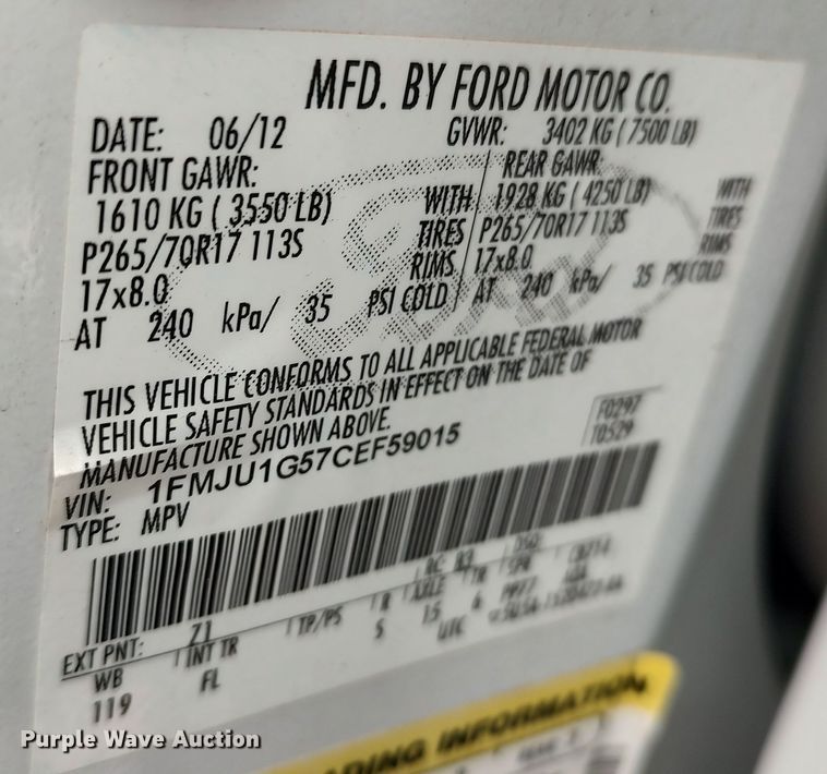 image for item LA9287 2012 Ford Expedition  SUV