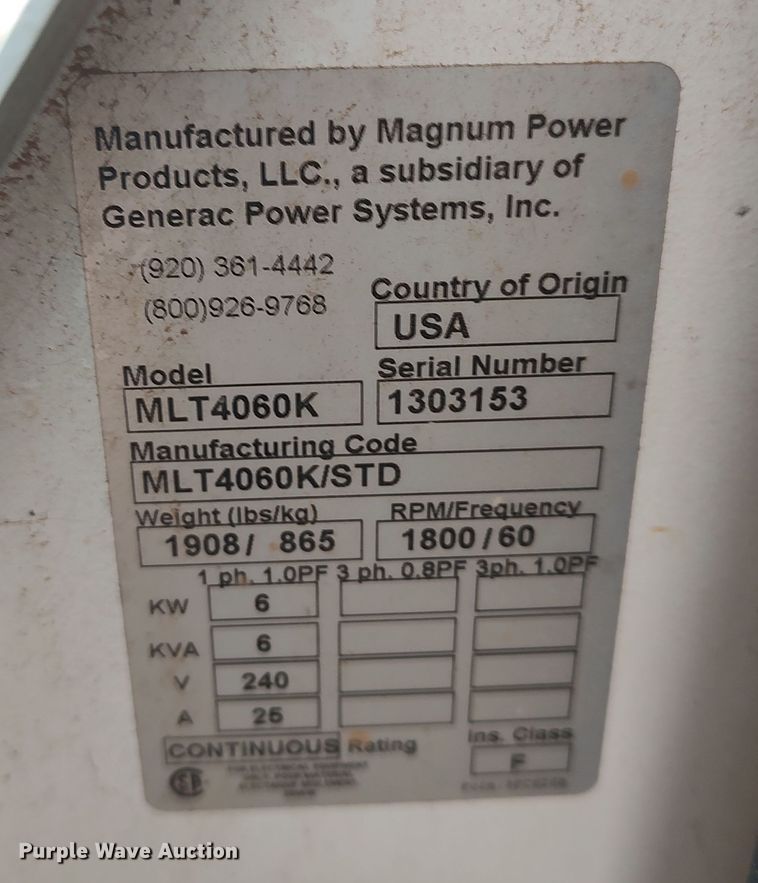 image for item LA9297 Magnum Power Products MLT4060K light plant