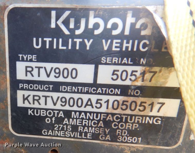 image for item LT9026 Kubota RTV900  utility vehicle