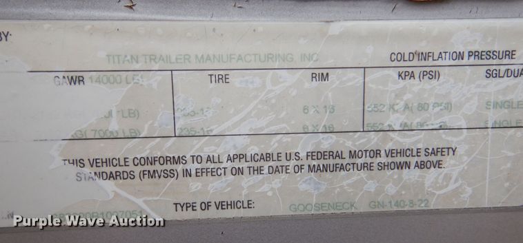 image for item MT9822 2011 Titan GN-140-8-22  enclosed cargo trailer