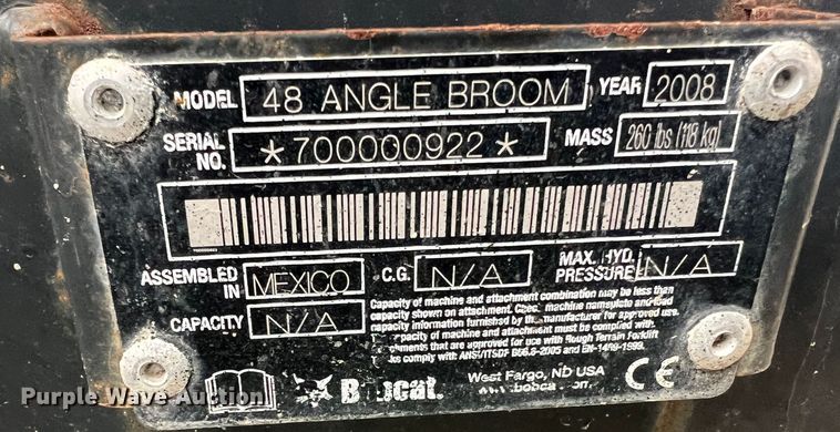 image for item JU9701 2008 Bobcat 48 Angle Broom  compact utility loader broom