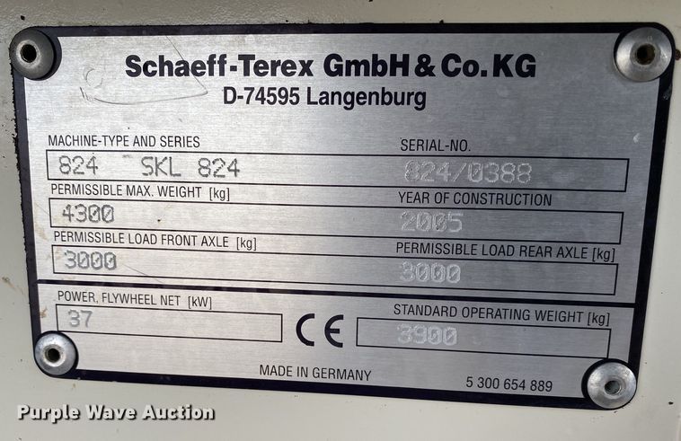 image for item JW9236 2005 Terex SKL824  wheel loader