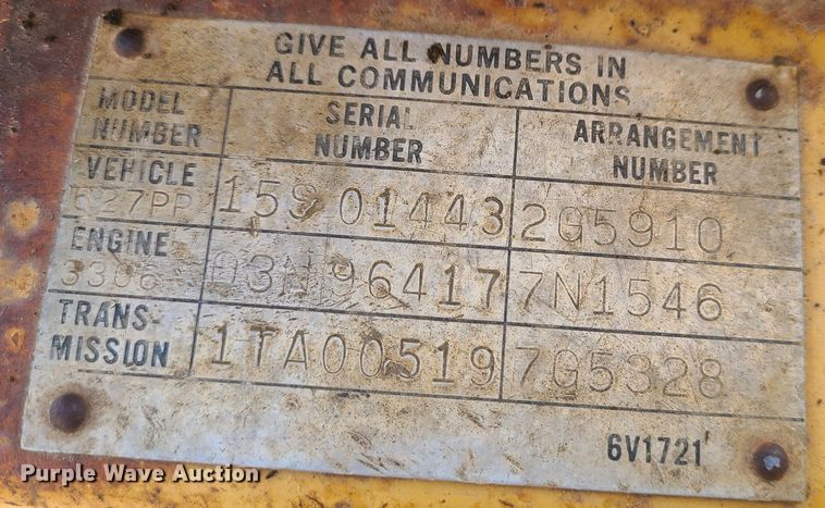 image for item JW9836 1981 Caterpillar 627B  conventional scraper