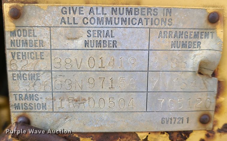 image for item JW9836 1981 Caterpillar 627B  conventional scraper