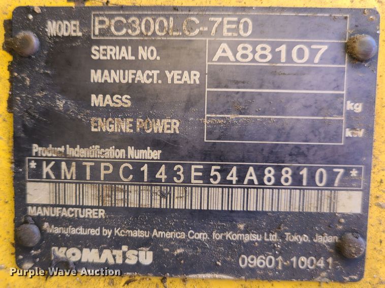 image for item JW9837 2006 Komatsu PC300LC-7E0  excavator