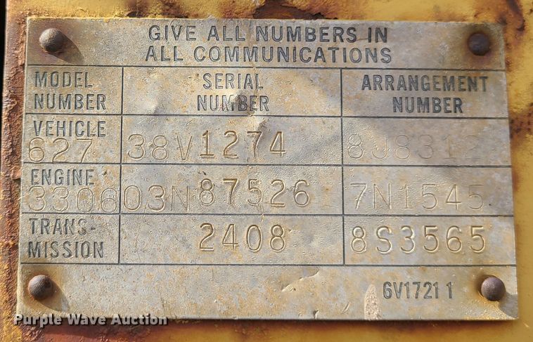 image for item JW9838 1979 Caterpillar 627B  conventional scraper