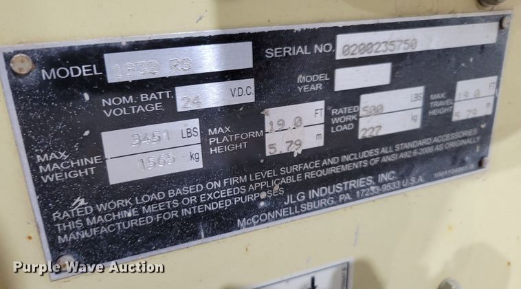 image for item LY9912 JLG 1932RS  scissor lift