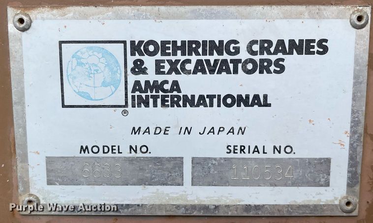 image for item MA9804 1986 Koehring 6633  excavator