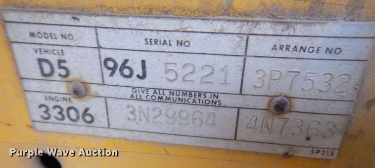 image for item MJ9958 1975 Caterpillar D5  dozer