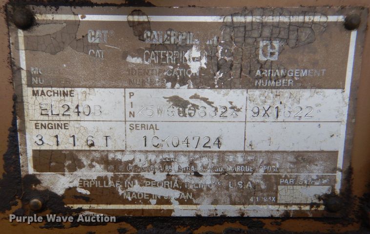 image for item MM9610 1992 Caterpillar EL240B  long reach excavator