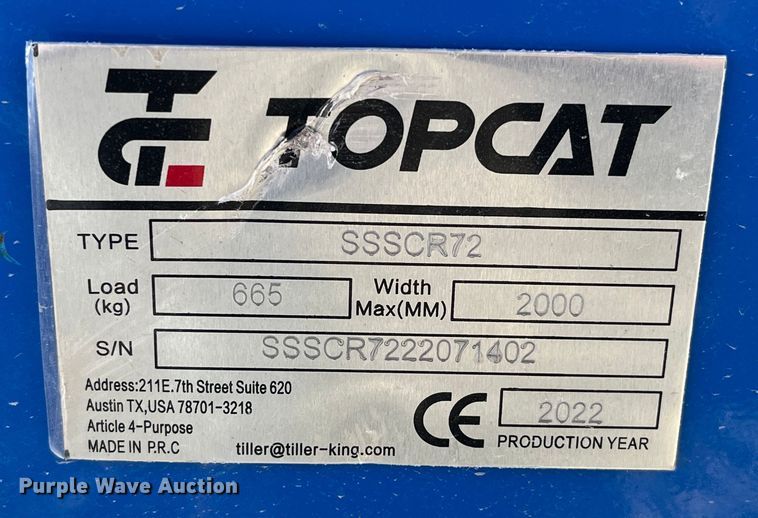 image for item MW9445 2022 TopCat SSSCR72  skid steer power rake