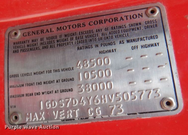 image for item DJ3868 1987 GMC TopKick C7000  pumper fire truck