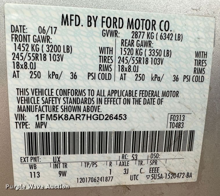 image for item JD9616 2017 Ford Explorer Police Interceptor  SUV