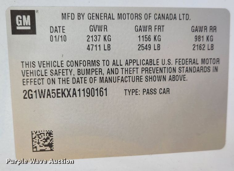 image for item JG9542 2010 Chevrolet Impala