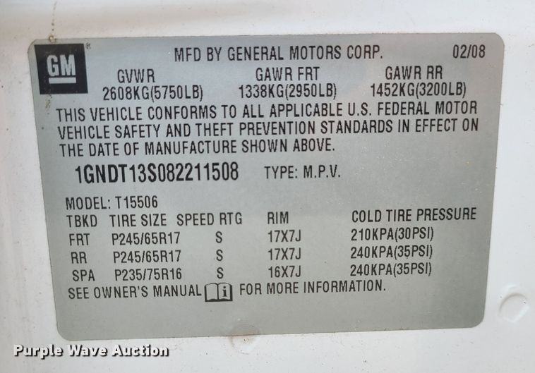 image for item JG9546 2008 Chevrolet TrailBlazer LS  SUV