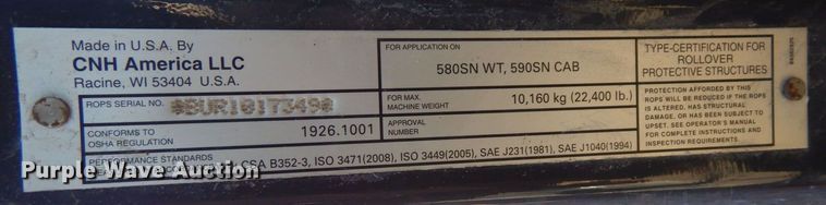 image for item JK9153 2014 Case 590 Super N backhoe