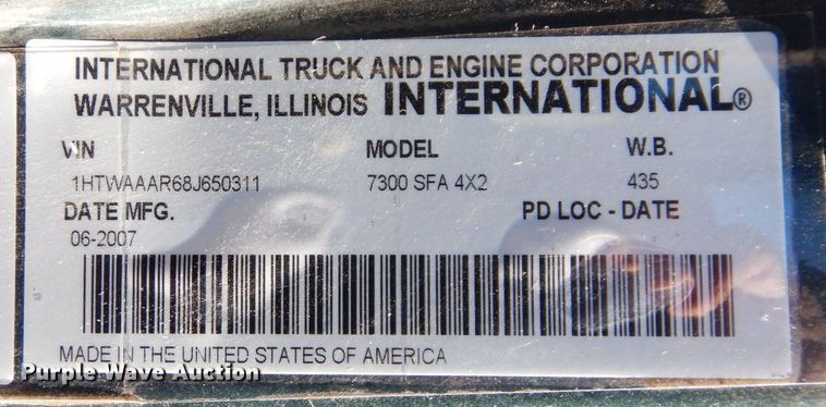 image for item JK9154 2008 International WorkStar 7300  dump truck