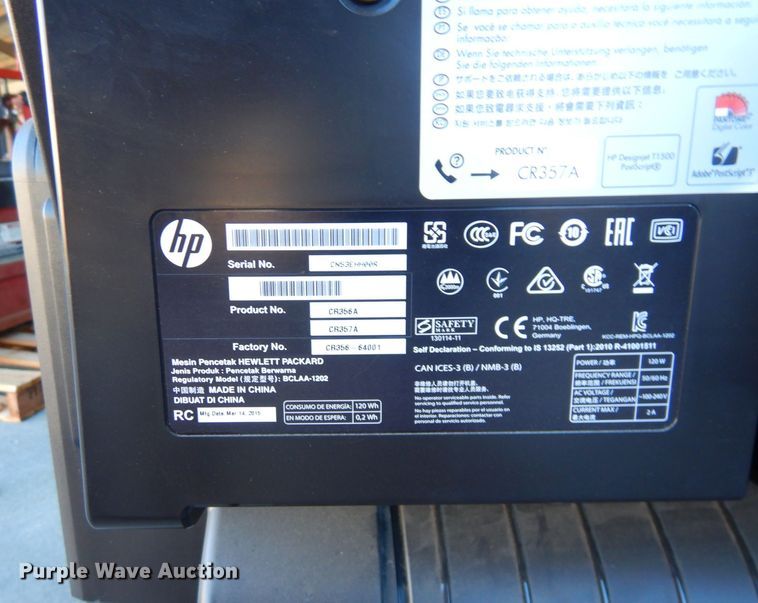 image for item JK9157 HP Design Jet T1500  color printer