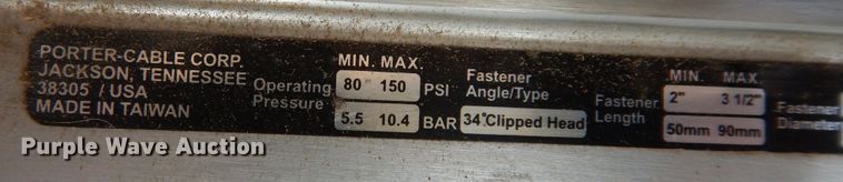 image for item JQ9947 Porter Cable  framing nail gun