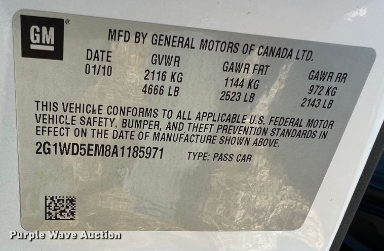 image for item JU9690 2010 Chevrolet Impala Police Cruiser