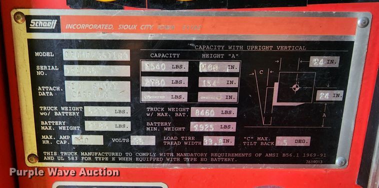 image for item JW9781 Schaeff C30MRF36T189  forklift