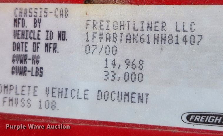 image for item KT9488 2001 Freightliner FL70  dump truck