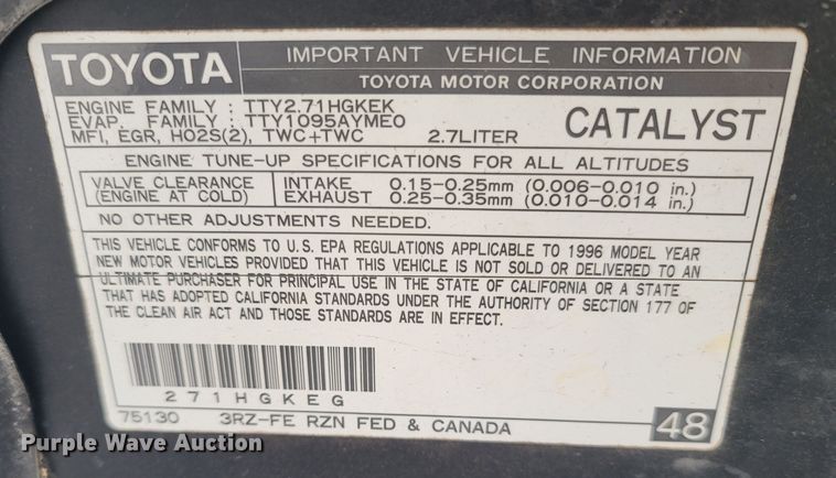 image for item MH9688 1996 Toyota Tacoma  XtraCab pickup truck