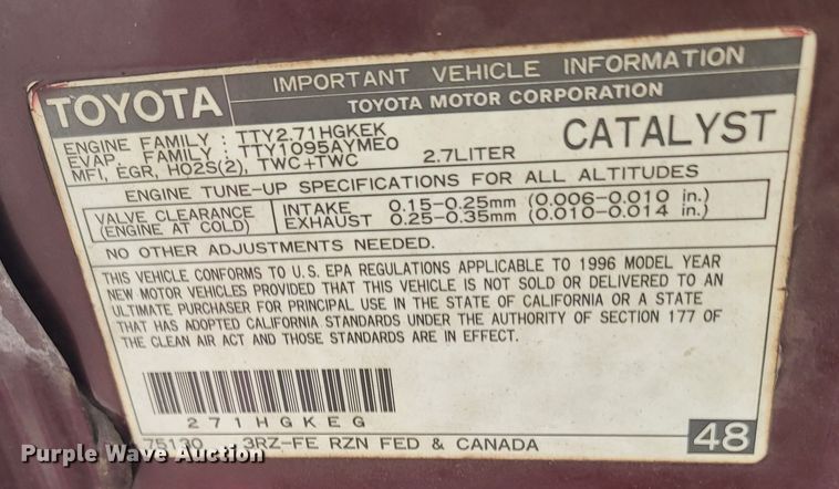 image for item MH9689 1996 Toyota Tacoma  pickup truck