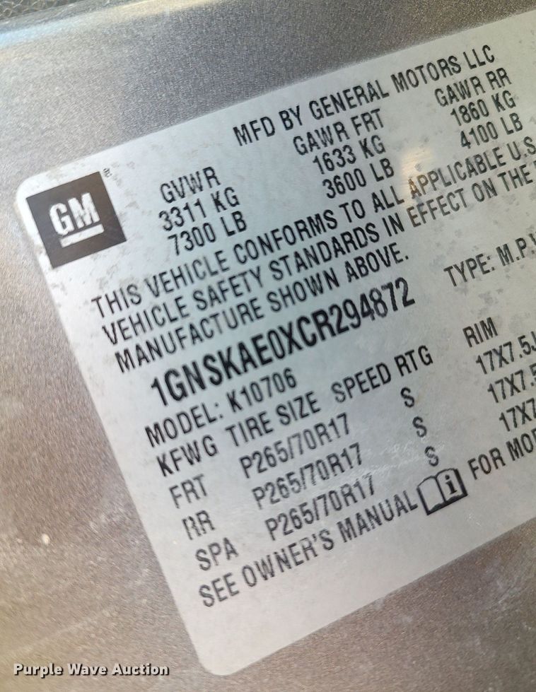 image for item MM9951 2012 Chevrolet Tahoe  SUV