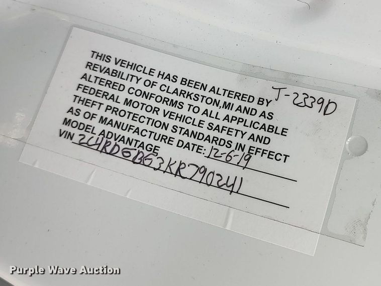 image for item MM9964 2019 Dodge Grand Caravan  handicap accessible van