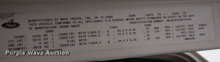 image for item DK7565 2000 Mack CH613 fertilizer delivery truck