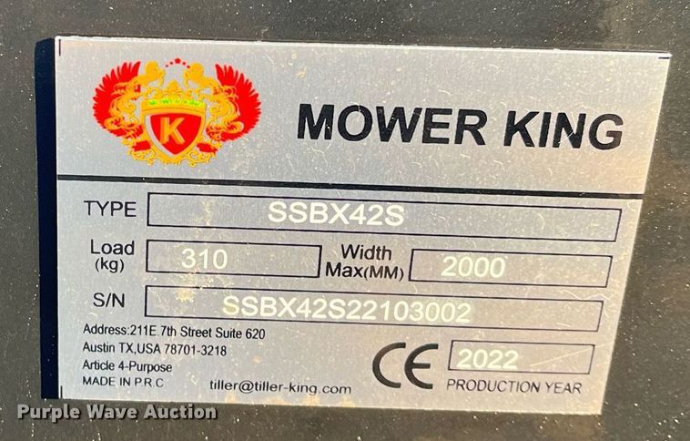 image for item DQ4002 2022 Mower King SSBX42S  skid steer wood chipper