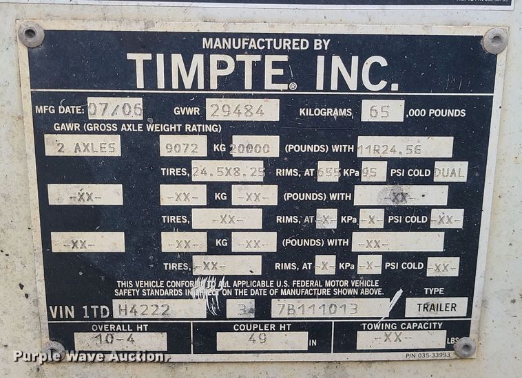 image for item JG9571 2007 Timpte  grain trailer
