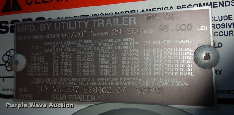 image for item DK7515 2014 Utility VS2DX  dry van trailer