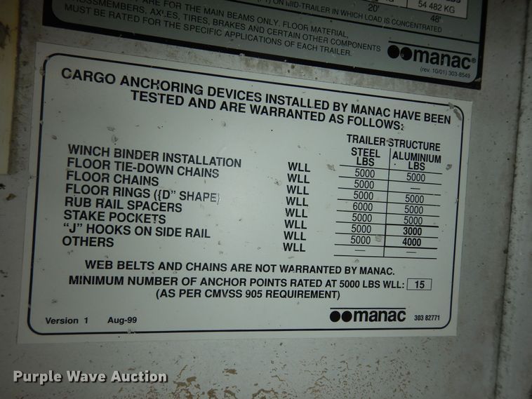 image for item DK7516 2007 Manac  flatbed trailer