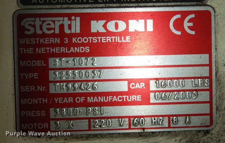 image for item DK7560 2003 Steril Koni ST1072  (4) Steril Koni ST1072 column lifts