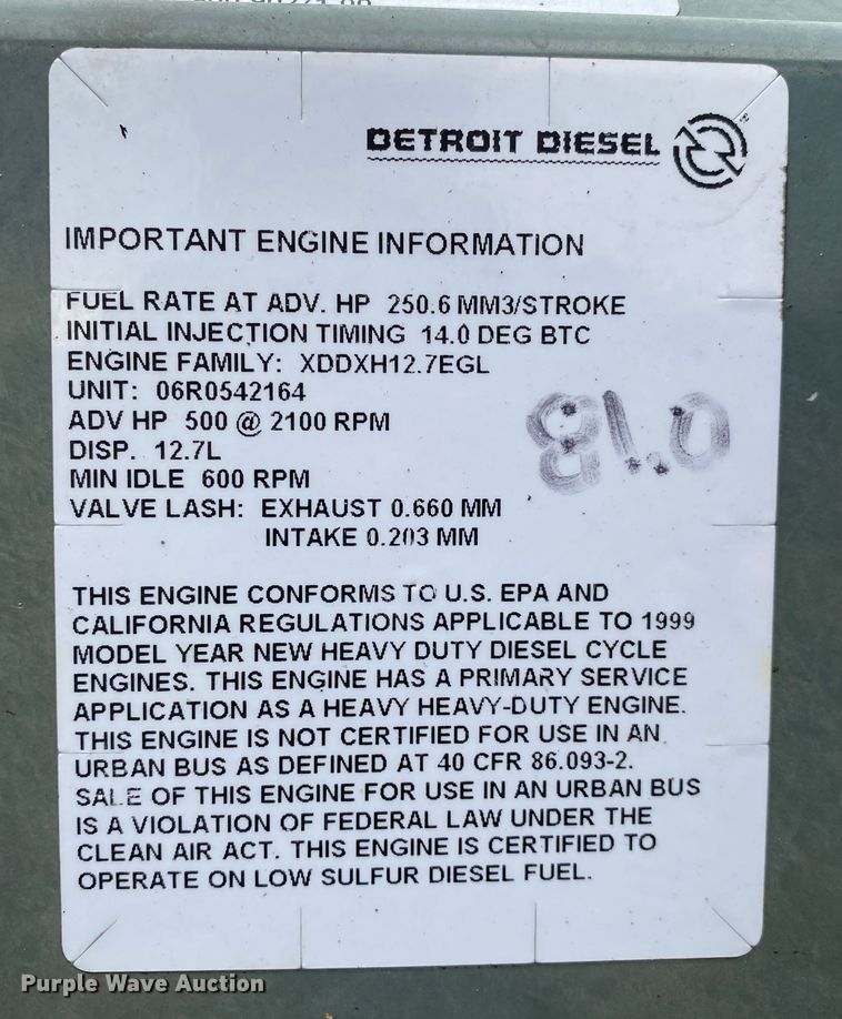 image for item JW9216 2000 Freightliner FLD  semi truck